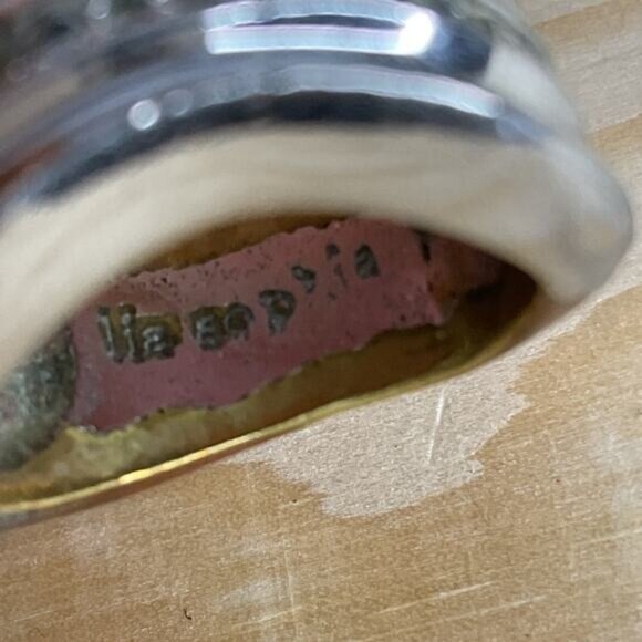 Lia Sophia Signed Silver Tone Rhinestone Wide Ring - Picture 4 of 6